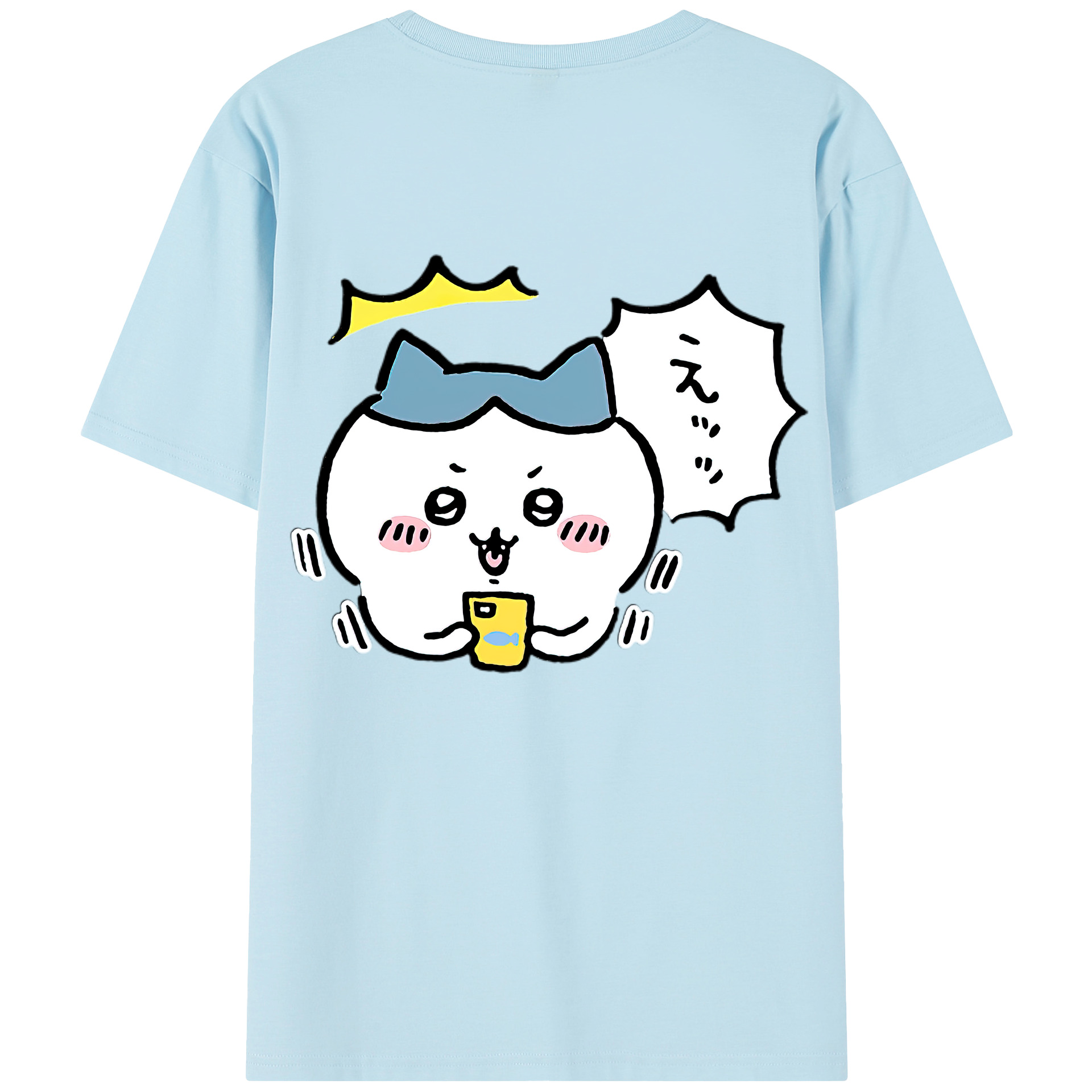 （画像用） ちいかわ ハチワレ Chii-kawa hachiware 綿100％半袖Tシャツ（背面プリント）